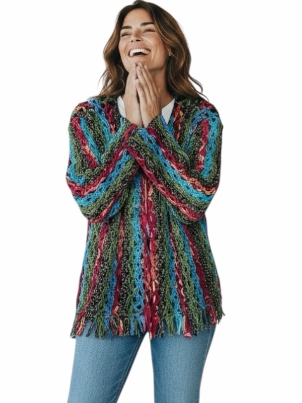 Vintage Boho Knitted Crochet JL Studio Cardigan